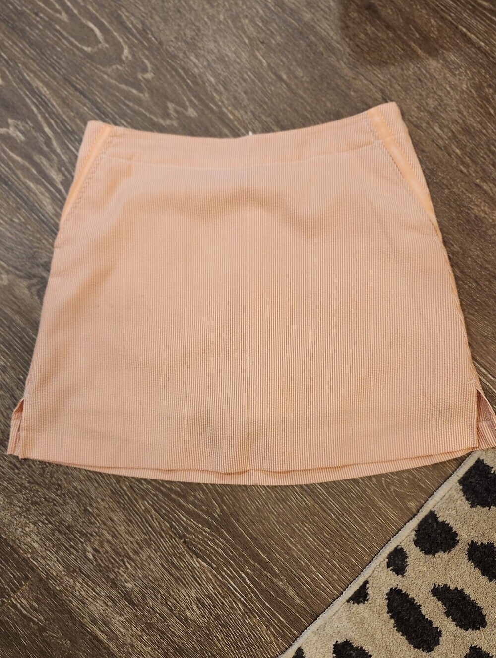 Lady Hagen Pinstripe Seersucker Preppy Tennis Skort Size 6 Orange And White